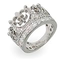 Fleur de Lis Crown Tiara Pave CZ Ring
