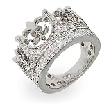 Eve's Addiction Fleur de Lis Crown Tiara Pave CZ Ring