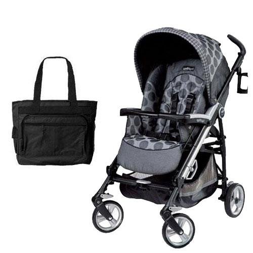 Peg Perego Pliko Four with a Diaper Bag - Pois Grey