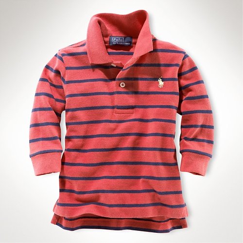 (ラルフローレン) RALPH LAUREN ボーダー柄長袖ポロシャツ(赤紺)