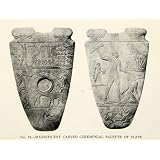 1909 Print Ceremonial Palatte Narmer Hieraconpolis Siltstone Serpopard Artifact - Original Halftone Print