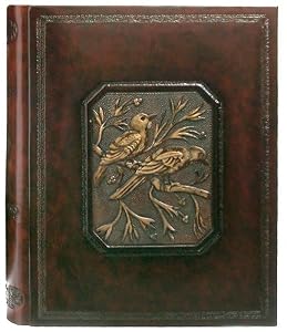 Art-Deco Birds Italian Leather Photo Album / Wedding Album / Scrapbook, Embossed Bird Designs, Gift Boxed, 9.5 x 12"