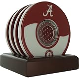 IMAGE OF Steiner Sports Alabama Crimson Tide A Coasters with Game Used Jersey (Set of 4)