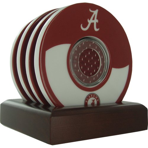 Steiner Sports Alabama Crimson Tide A Coasters with Game Used Jersey (Set of 4)