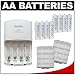 Sanyo eneloop (8) Pack AA 2000mAh Pre-Charged NiMH Rechargeable Batteries & Charger with 2 AA Battery Case Kit for Digital Cameras and Flashes