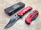Master Collection Assisted Opening Rescue Tactical Pocket Folding Collection Knife Outdoor Survival Camping Hunting w/ Dragon Design - Red