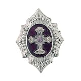 Purple Silver Shield Cross Brooch