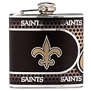 NFL New Orleans Saints Stainless Steel Hip Flask with Metallic Graphics, 6-Ounce, Silver