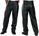 Classic Loose Fit Men's Leather Pants by Xelement - Size : 36