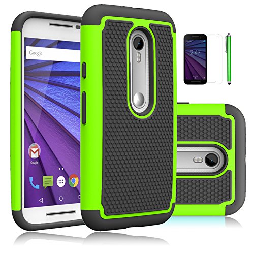 Moto G (3rd Gen.) Case, Moto G3 Case,EC™ Hybrid Armor Heavy Duty Dual Layer Shockproof Case Cover for Motorola G 3rd Generation (2015) (Green)