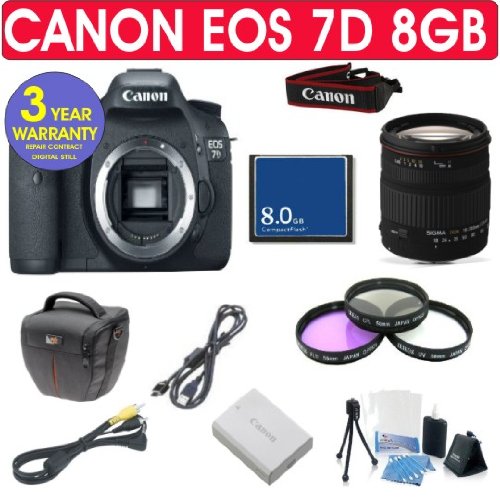 CANON EOS 7D + SIGMA 18-200mm LENS + 8GB MEMORY