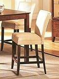 Set of 2 Light Beige Microfiber Fabric Parson Style Counter Height Bar Chair Stool