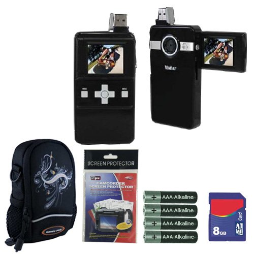 Vivitar DVR410 4MP Black Digital Video Camera Camcorder Plus 8GB Accessory Kit