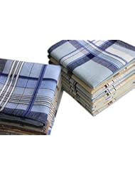 Apparel: FTSUCQ Mens/Boys Gentleman Vintage Checkered Casual Hankie Cotton Classic Handkerchiefs,12PCS