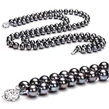 Black 7-8mm AA Freshwater Pearl Necklace 16 inch Choker Length