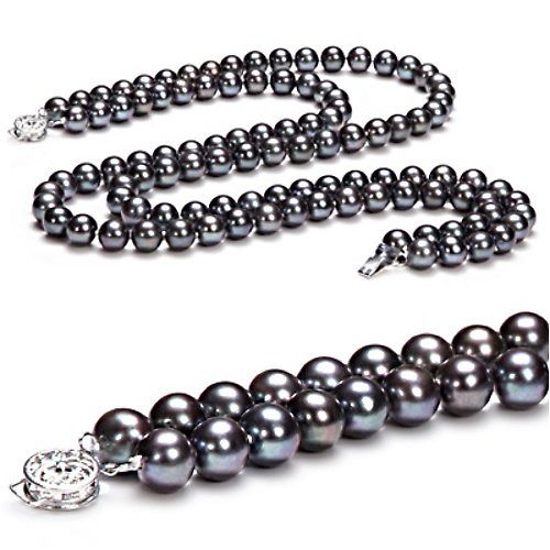 Black 7-8mm AA Freshwater Pearl Necklace 16 inch Choker Length