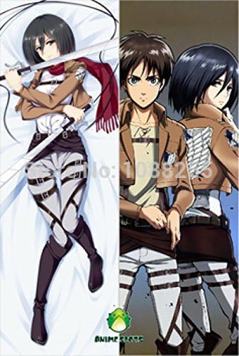Anime WOW Anime Dakimakura hugging pillow Mikasa Ackerman and Eren Attack on Titan(150x50cm)
