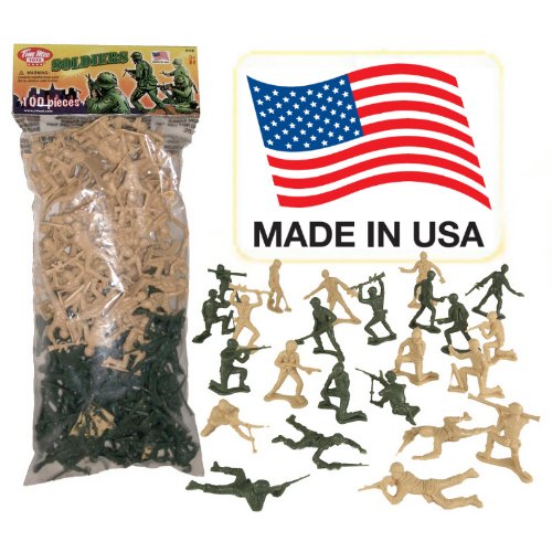 TimMee PLASTIC ARMY MEN: Green vs Tan 100pc Toy Soldier Figures - Made in USA