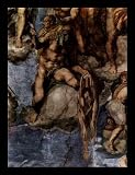 Michelangelo Buonarroti (The recent court, fresco on the altar wall of the Sistine chapel, detail: a martyr to human skin, in a self-portrait of Michelangelo's presumed) Gold Wood-Mounted Art Poster Print - 13" X 19"