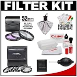 Zeikos 52mm 7-Piece +1 +2 +4 +10 Close-Up Macro & Multi-Coated (UV/FLD/CPL) Glass Filter Kit & Cases with Canon Cleaning + Accessory Kit for Canon EF 28mm f/2.8, 35mm f/2, 50mm f/1.8 II, EF-S 60mm f/2.8 Macro USM Lens
