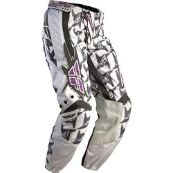 Fly Racing Kinetic Race Women's Dirt Bike Motorcycle Pants - Gray/White/Purple