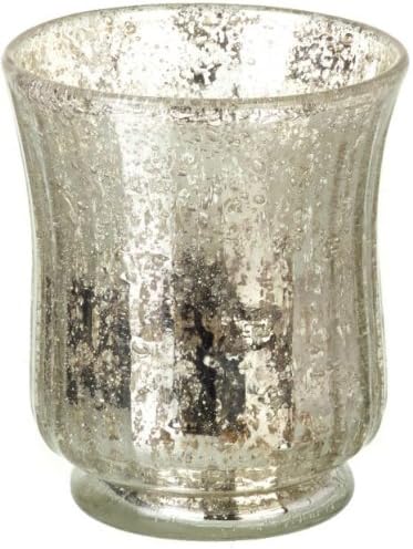 Small Glass Silver Java Hurricane Candle Holder - 10.5 x 9cm