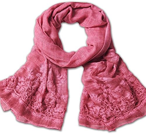 Veniroc Women's Fashion Embroidery Cotton Scarf and Soft Shawl,(Winered, 75"35")