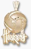 Nebraska Cornhuskers Huskers Volleyball Pendant - 14KT Gold Jewelry