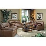 3pc Santa Monica Brown 100% Italian Leather Chair Loveseat Sofa/Couch Set