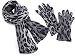 La Fiorentina Women's Acrylic Leopard Print Muffler/Glove Set,Grey Combo,One Size