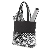 Belvah Quilted Floral Diaper Bag - Black/White