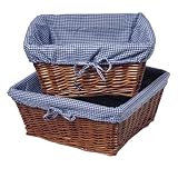 Set of 2 Cherry Baskets with Navy Liners- 16x16