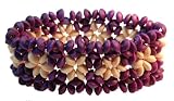 Natural Wood Purple and White Stars Bracelet