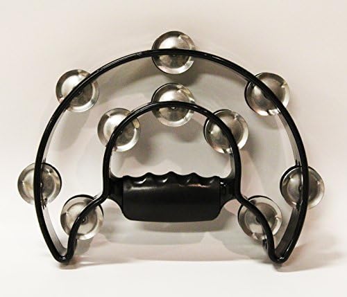 AP Pro Black Half Moon Shaped Headless Tambourine w/ Double Row Of Metal Jingles