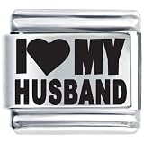 Laser I Heart Husband Italian Charm Bracelet