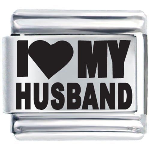 Laser I Heart Husband Italian Charm Bracelet