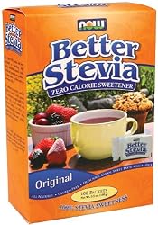 NOW Foods Stevia Extract Packets Twinpack,  100 Count  Boxes (Pack of 2)