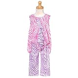 Little Girls Zebra Fun Vertical Ruffled Pajamas Outfit Set