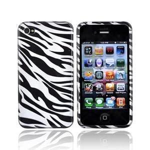 For Apple iPhone 4 Hard Case Cover SILVER Zebra 4G 4th