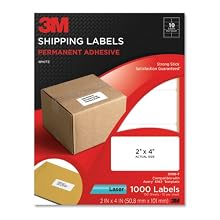 3M Permanent Adhesive Shipping Labels, 2 x 4 Inches, White, 1000 per Pack (3100-T)