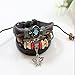 Kingfansion Butterfly Braided Wooden Bead Wrist Bracelet Leather Jewelry