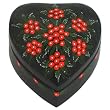 Handmade Black Lacquer Heart-Shaped Storage / Jewelry Box With Hand-painted Floral Design (Thailand)