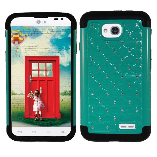 LG Ultimate 2 Case, SOGA® Hybrid Diamond Bling Cover Protector Case for LG Ultimate 2 / L41C - Teal / Black [SWF42]