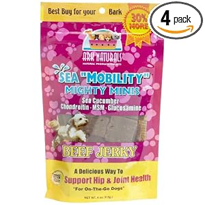 Ark Naturals Sea Mobility Minis Beef Jerky for Dogs, 4-Ounce Pouches (Pack of 4) by Ark Naturals