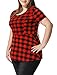 Alya Women Plus Size Short Sleeves Checked Peplum Top