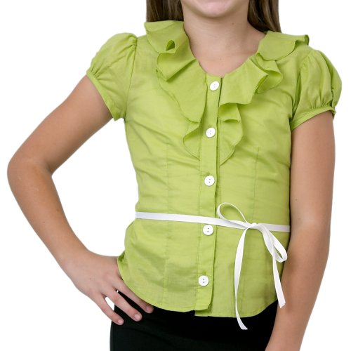 Amy Byer Girls 7-16 Ruffle Neck Blouse