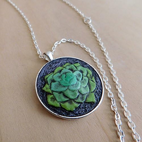 Tooled Leather Succulent Pendant Necklace