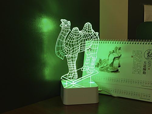 Hideeled 3d Illusion Table Lamp Light, Green Color Lighting with Various Design to Choose (Camel)
