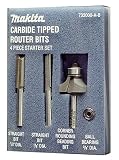 Makita 733000-A-B 4-PC Carbide-Tipped Router Bit Set - Starter Pack