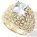 14K Gold Aquamarine Domed Band Ring